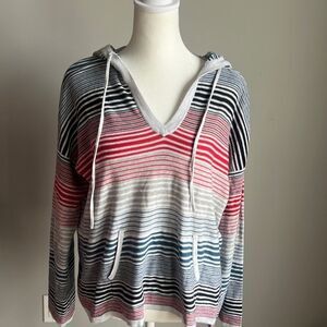 NEW Autumn  Cashmere MULTI STRIPE BEACH HOODIE     PLATINUM MULTI